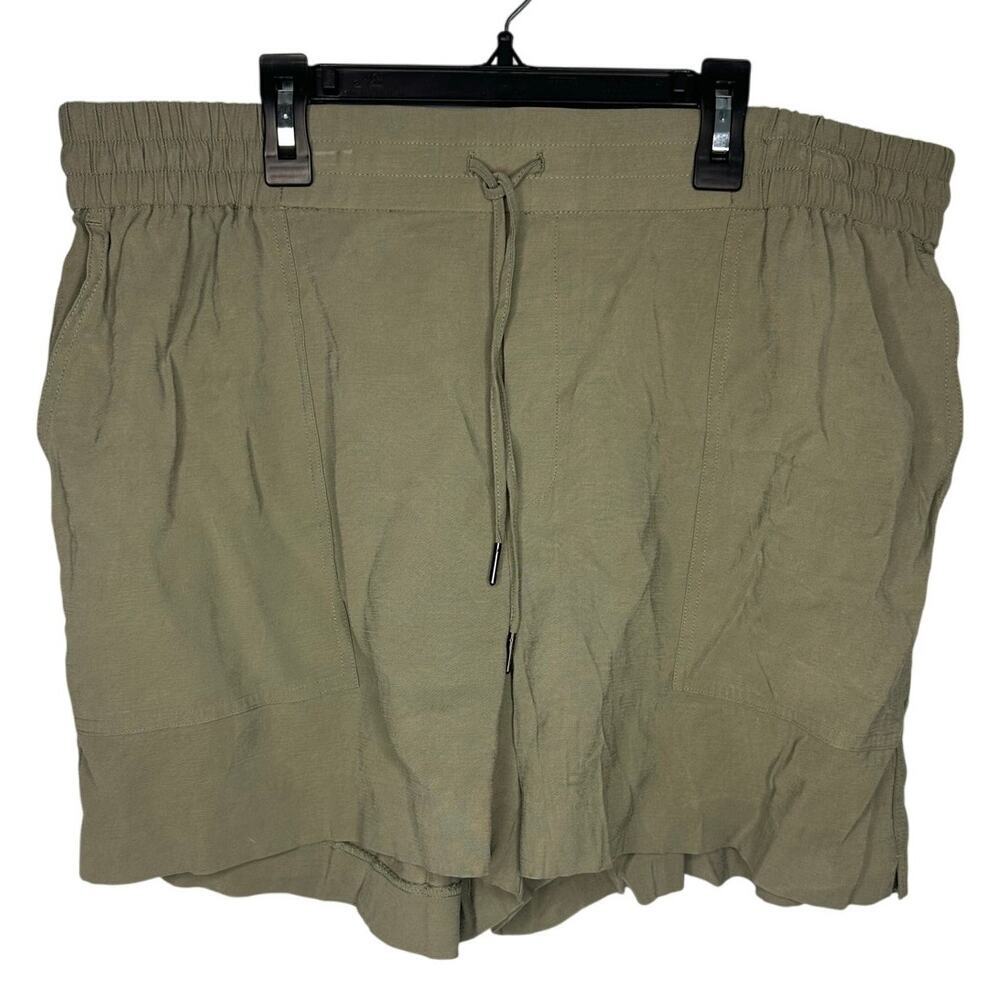 Kersh Drawstring Shorts Women's Size XXL Olive Green Loose 4-inch Summer - Picture 1 of 7